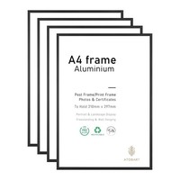 Bilderrahmen Aluminium Schwarz A4 Hochwertig Wand Tisch Deko 4Er-Pack 21X30Cm