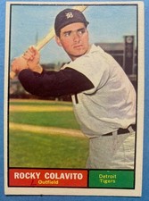 1961 Topps - Rocky Colavito #330 Detroit Tigers HOF Baseball Card No Creases Ink