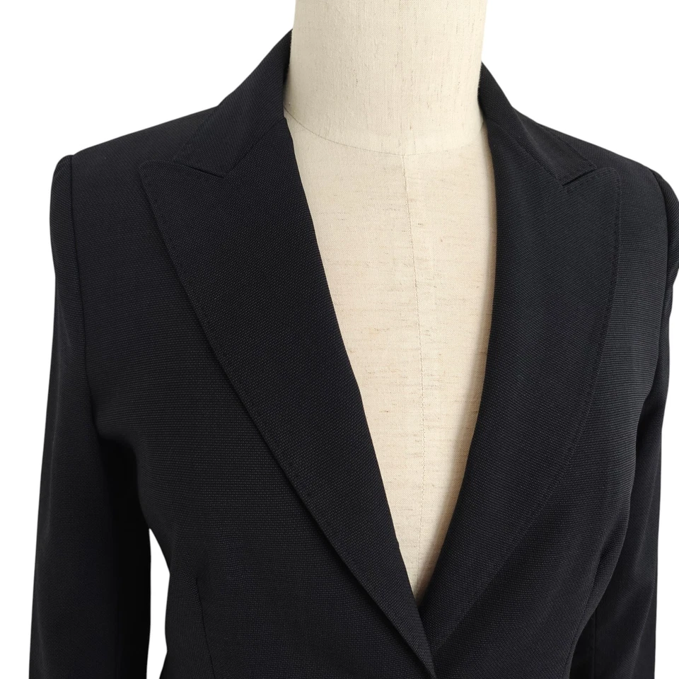Chaqueta Blazer Max Mara Lana Virgen Seda Pecho Único Talla 8 Azul Medianoche Italia Foto 3 de 4