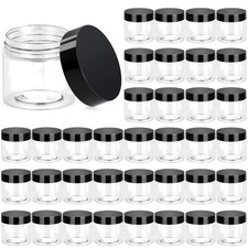 36 Pack 2 OZ Plastic Jars Round Clear Cosmetic Container Jars with Lids, Perf...