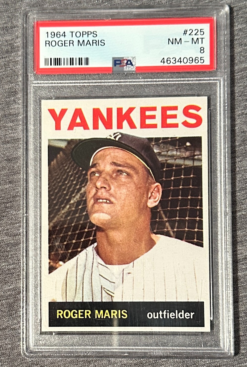 Roger Maris 1964 Topps New York Yankees Card #225 PSA 8