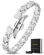 MagnetRX Magnetic Bracelets for WomenPremium Four Leaf Clover Bracelet Silver