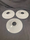 Vtg set of 3 milk glass Art Deco ceiling light shades, flat saucer, 6.25" wide