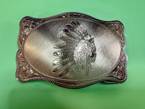 Gorgeous Lazy K Native American Indian In Head Dress Vintage Belt Buckle In Case - Picture 13 of 22