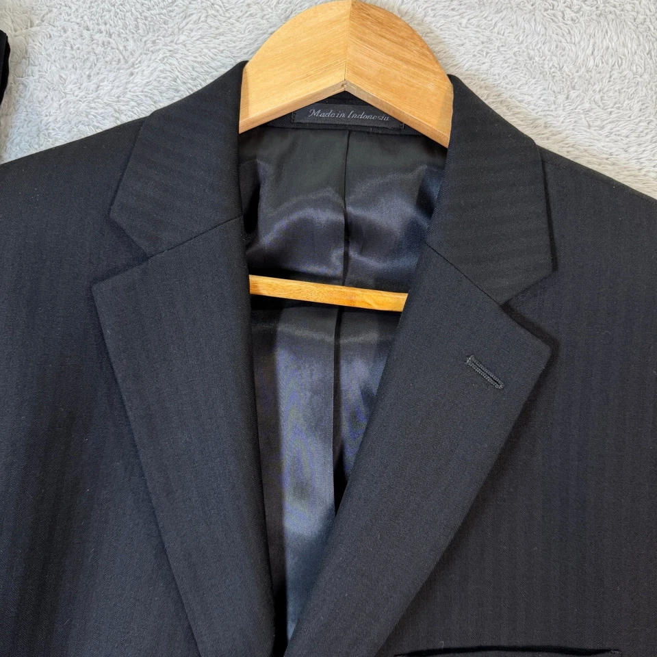 Lauren Ralph Lauren Hombres 42S Negro Lana Traje Chaqueta Pantalones 35x28 Informal Preppy Foto 2 de 4