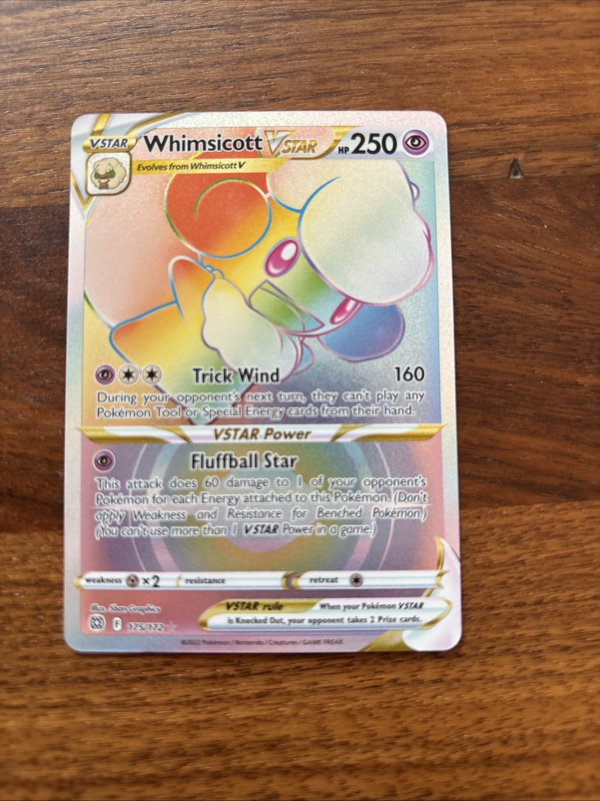Pokémon TCG Whimsicott VSTAR Rainbow Ultra Rare Card 175/172 Brilliant Stars