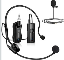 KIMAFUN Wireless Lavalier Microphone System, Wireless 2.4GHz Lapel Mics Handheld