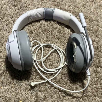 Razer White Gray Gaming Headset 3.5mm Boom Mic Adjustable Headband