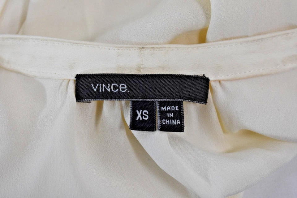 Vince Silk Chiffon Ivory Color Ruffle Top Size XSmall On Sale sf - Image 3 of 4