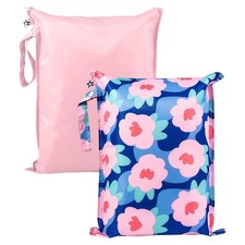 Tiny Twinkle Mess Proof Wet Bags  2-Pack Reusable 2 Pack, Blue Floral