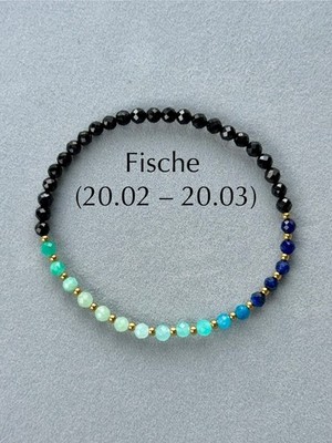 Fische Sternzeichen Armband   Chrysopras Jadeit Amazonit Turmalin 3 mm