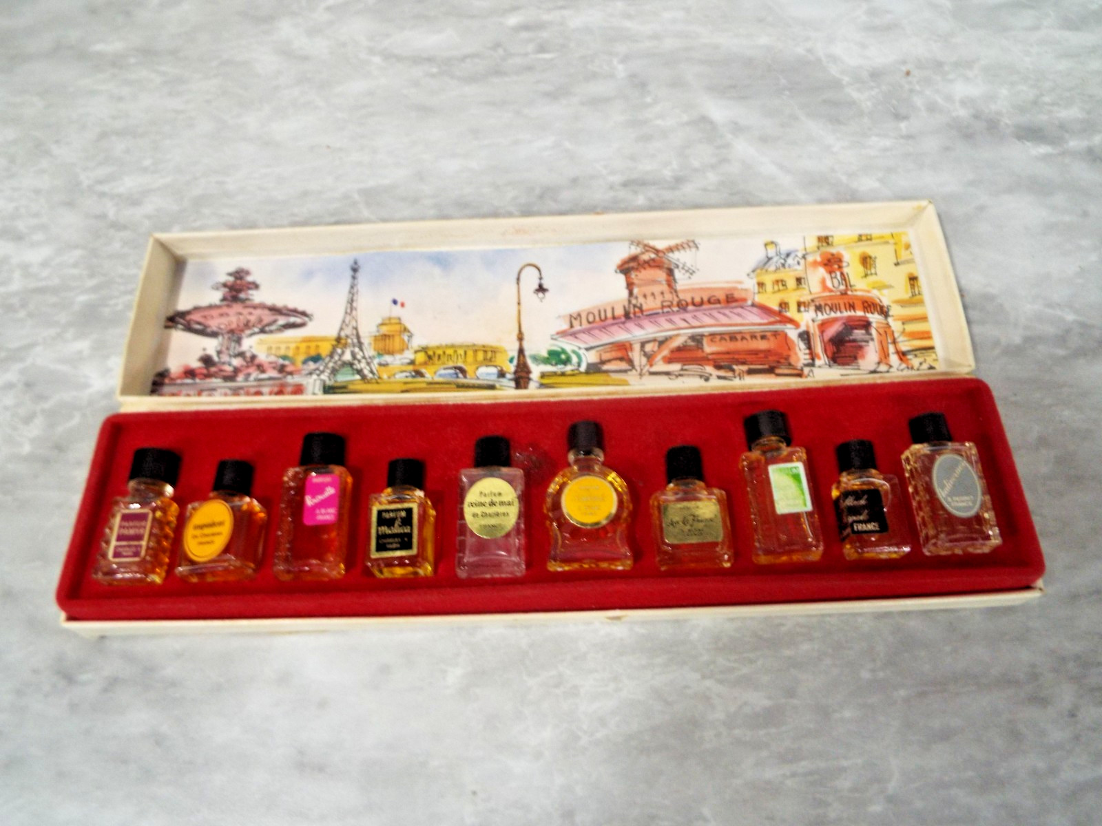 Vintage Les Grands Parfums de France Mini Perfume Bottle Box Set