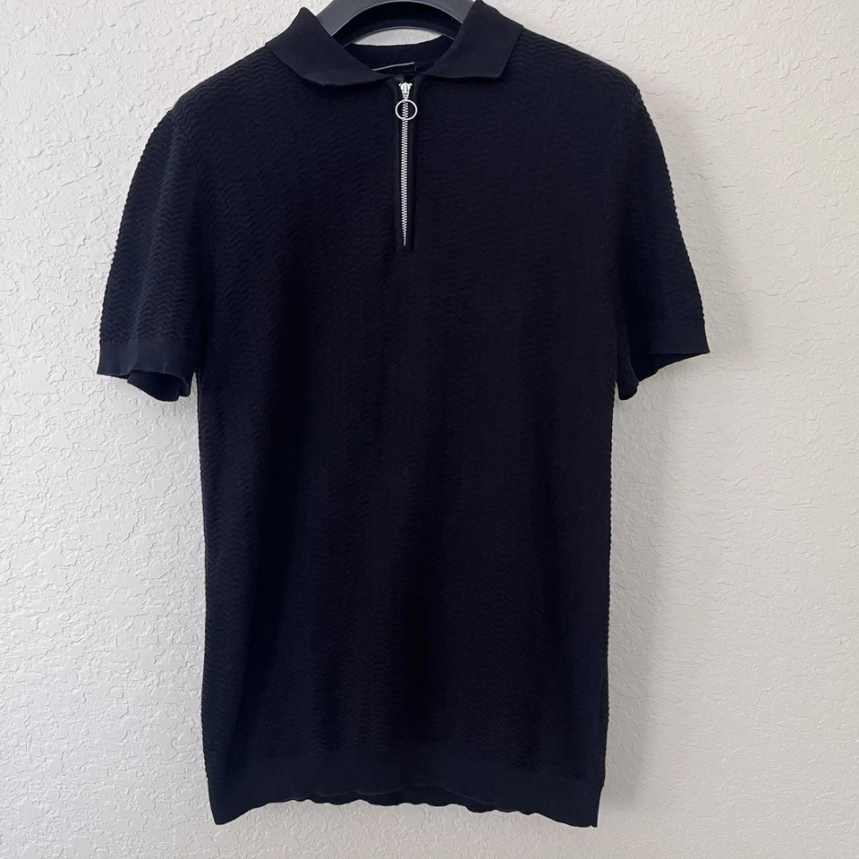 Camisa Polo H&M Para Hombre Calce Ajustado Tejido Textura Con Media Cremallera Talla S Algodón Informal Foto 2 de 4