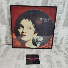 MADONNA - RAIN 3-TRK PICTURE Record DISC W/ Rare Promo Unapologetic Sticker 