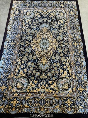 3x5 Luxurious Fine Hand-Knotted 100% Silk Signed Persiane Qume Rug Handmade