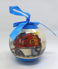 Lionel Train Christmas Ornament Paper Mache Ribbon Retro Graphics Plastic 3"