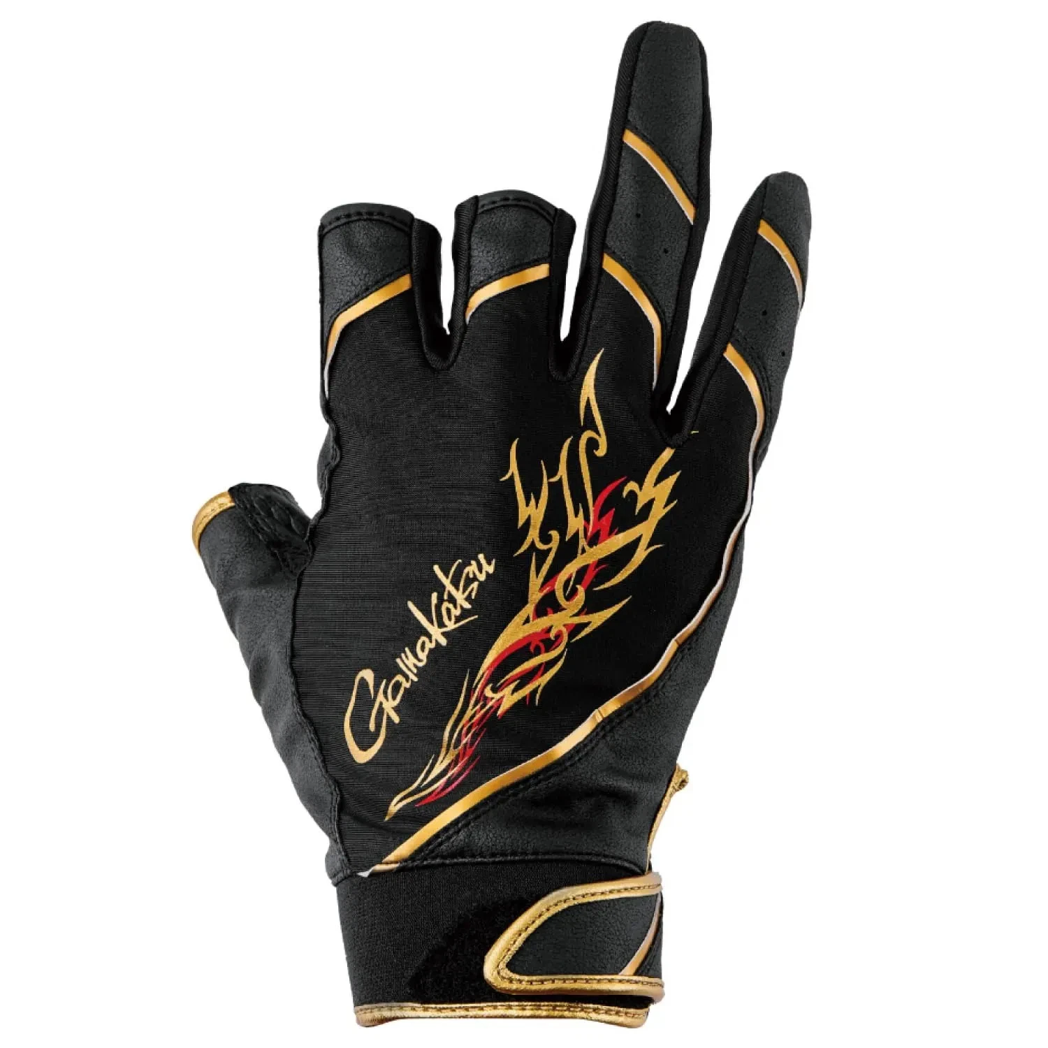 Japan NEW Gamakatsu GM7308 Stretch Fishing Gloves Black/Gold LL