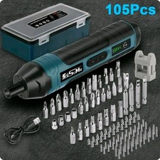 Cordless Electric Screwdriver Rechargeable Mini Torque Adjustment Power 105Pcs
