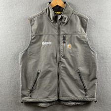 Carhartt Denwood Vest Mens XL Gray Full Zip Lightweight Work Casual Lined Logo