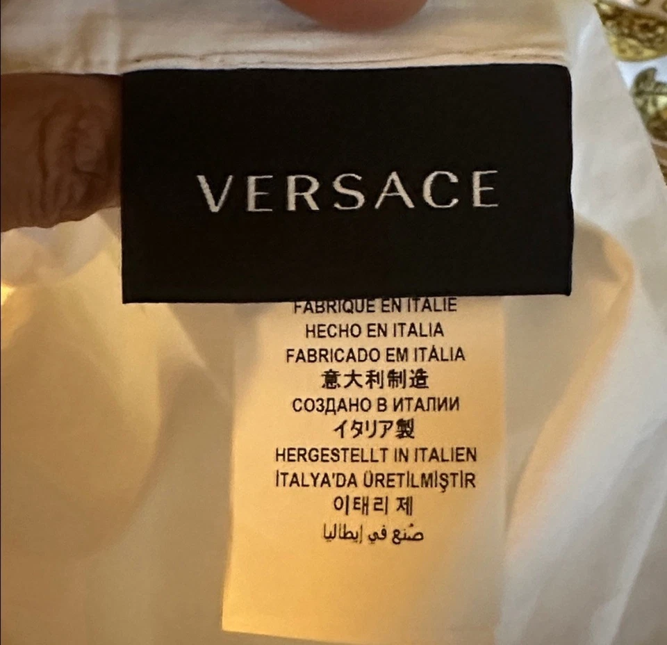 Versace Medusa Amplified Cotton Sateen QUEEN Sheet Set White / Gold - Image 2 of 4
