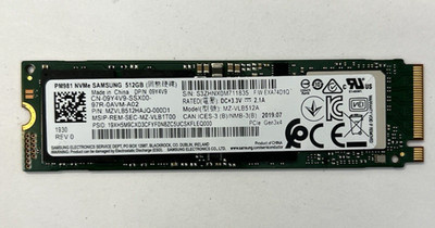 Samsung PM981 512GB NVMe M.2 2280 PCIe SSD MZ-VLB512A Wiped Tested