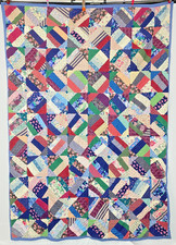 Vintage 1980s blue quilt handmade cotton floral scrap patchwork blanket colorful