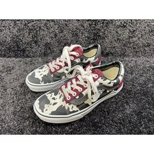 Vans Old Skool Custom Cow Print Glitter Stripe Burgundy Heel Sneakers 6M/7.5W
