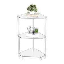Diydeg Corner Side Table, 3 Tier Acrylic Triangle End Table, Small Corner Tab...