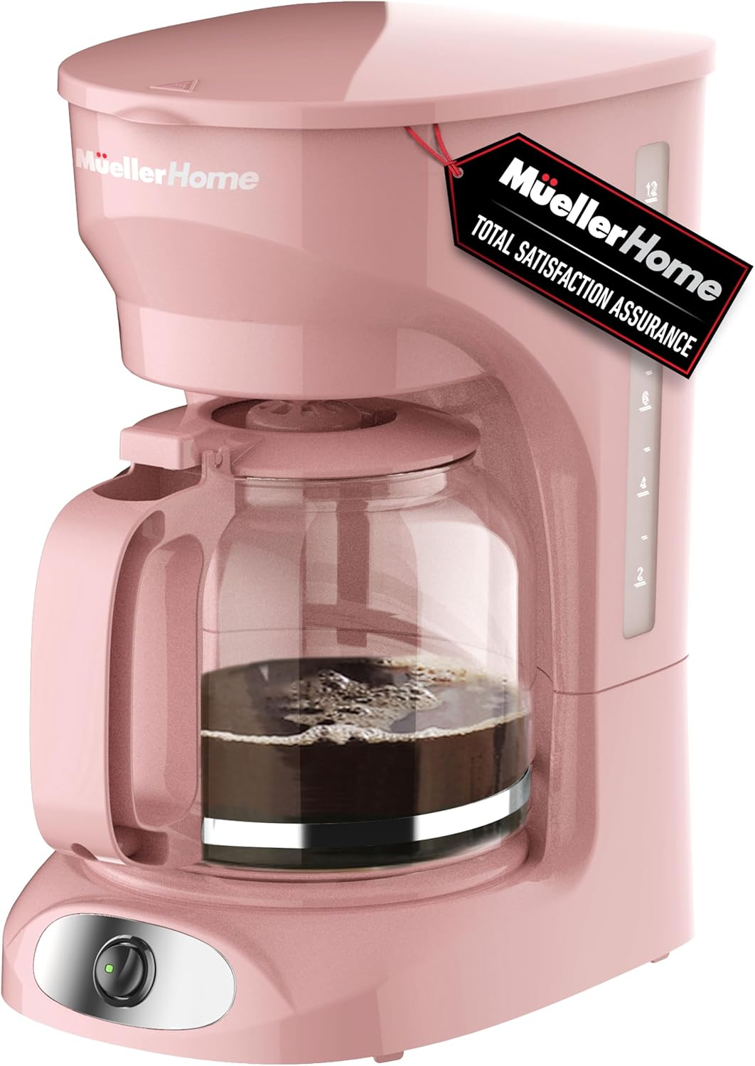12-Cup Pink Coffee Maker with Borosilicate Carafe Auto-Off and Keep Warm Feature  