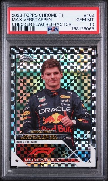 PSA 10 Max Verstappen Checker Flag Refractor #169 2023 Topps Chrome Formula 1 F1