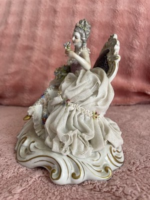 Vintage Capodimonte San Marco figurine Dresden Lace Lady Sitting
