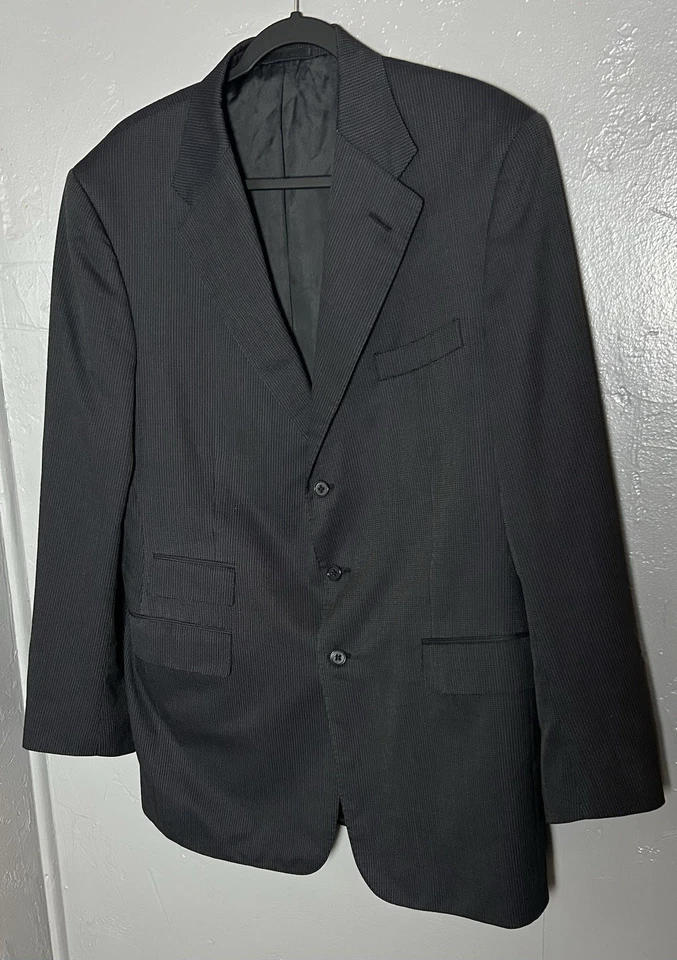 Ralph Lauren Etiqueta Púrpura Para Hombre 42L Tres Botones Traje Chaqueta Blazer Azul Marino Rayas Foto 4 de 4