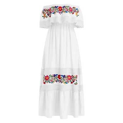 OMEWEE Mexican Embroidered Dress for Women Off Shoulder Maxi Dress Traditional | eBay OMEWEE Mexican Embroidered Dress for Women Off Shoulder Maxi Dress Traditional | eBay