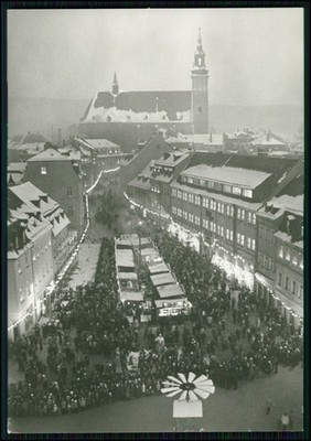 9x Echt Foto AK Schneeberg Erzgebirge  Weihnachtsmarkt Bergparade Turmblasen DDR