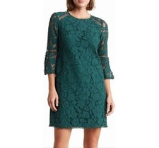 Green Vince Camuto Women’s Lace Shift Dress with Trim Bell Sleeve Size 6
