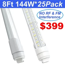 8 Foot Led Shop Light 2 Pin 144W 6500K R17D HO T8 8FT Led Tube Light Bulbs No RF