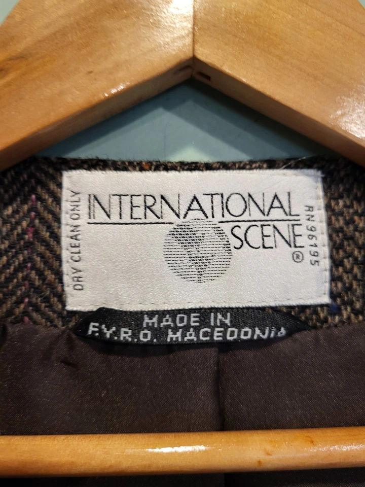 Chaleco Masculino De Colección Marrón Lana Patchwork Abotonado Escena Internacional Talla 10 Foto 4 de 4