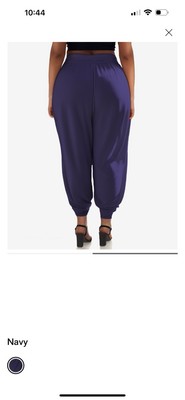 White Mark Women's Blue Stretch Harem Pants Plus Size 2XL