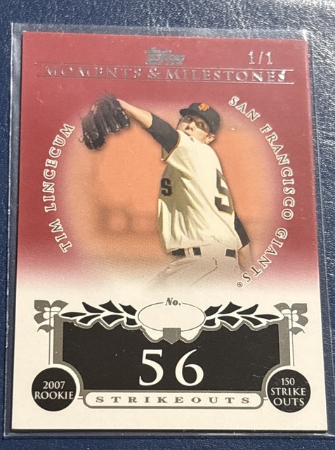 2008 Topps Moments & Milestones - Tim Lincecum #74-74 Red 2007 Rookie - 1/1