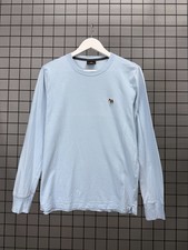 PS Paul Smith Long Sleeve T Shirt Mens M Blue Zebra Logo Organic Cotton