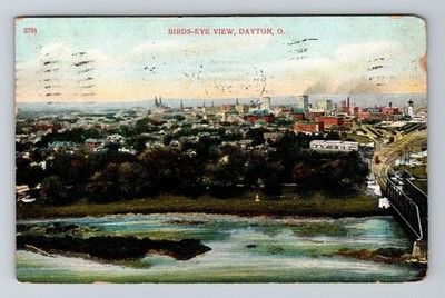 Dayton OH-Ohio, Birds Eye View the City Over the Lake, Vintage Postcard