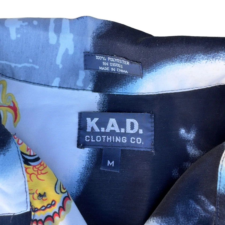 K.A.D. Clothing Vintage Y2K Dragon Short Sleeve Button Down Shirt Men's M - Image 3 of 4