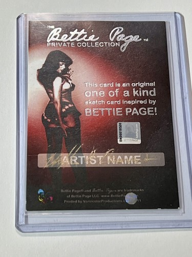 RARE THE BETTIE PAGE PRIVATE COLLECTION One of a Kind Sketch Card - 1/1 - MINT - Picture 2 of 4