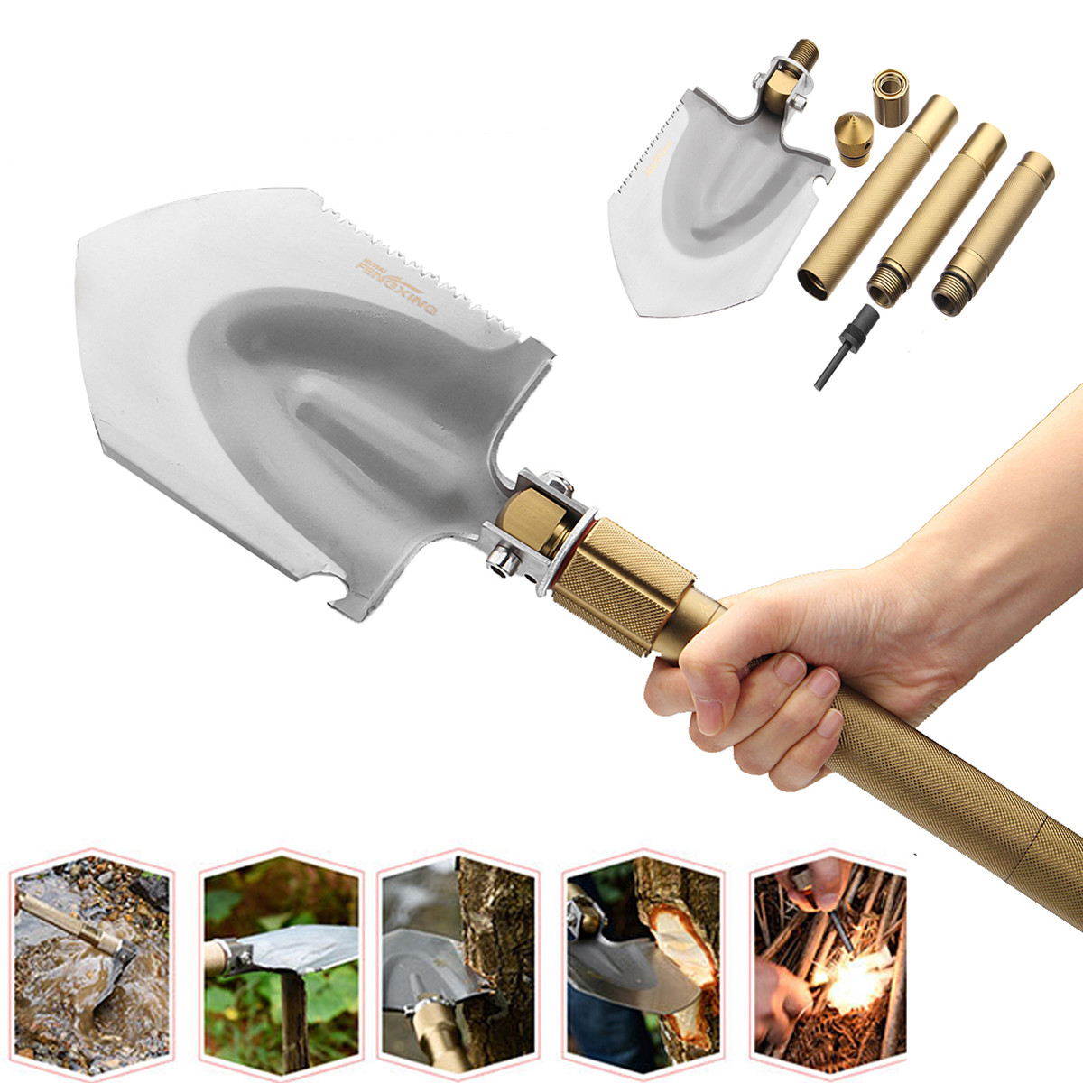 65CM 12 In 1 Multi-functional Military Shovel Outdoor Survival Folding Camping S 65CM 12 In 1 Multi-functional Military Shovel Outdoor Survival Folding Camping S