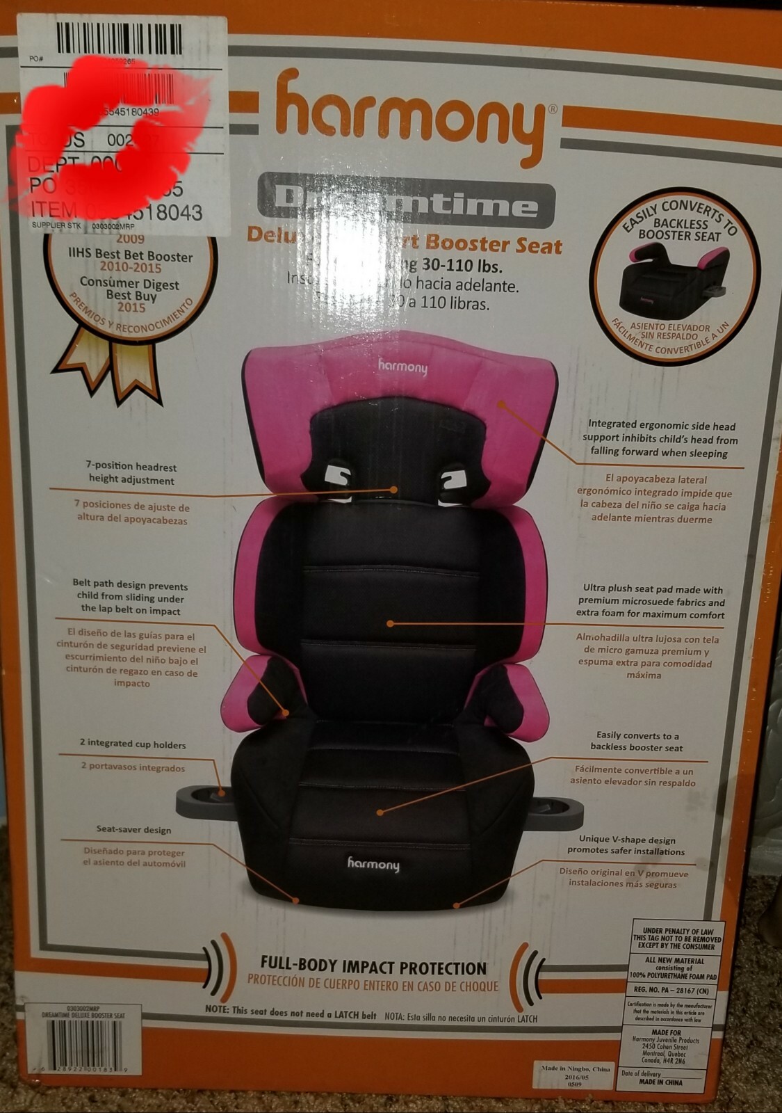 harmony dreamtime deluxe booster seat
