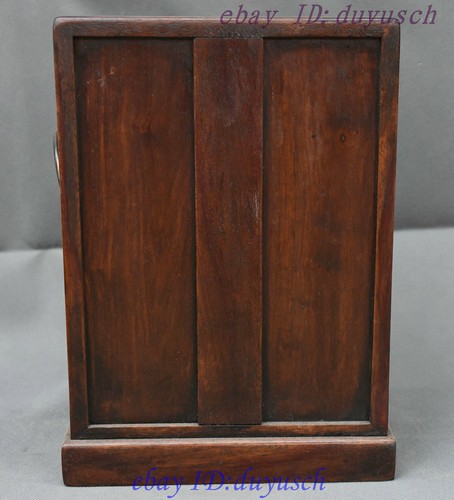 12 Old Chinese Huanghuali Wood Hand Carved Drawer Jewel Chest Case Treasure Box - Picture 9 of 12
