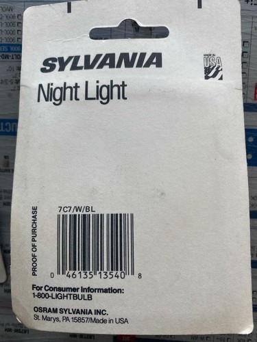 SYLVANIA NIGHT LIGHT APPLIANCE LIGHT BULB 7 C7/W/BL (8-PIECES) - Picture 3 of 3