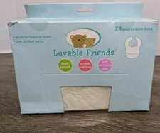 Luvable Friends Disposable Bibs with Pockets 24 Pack 02057 Quilted - NEW NOS