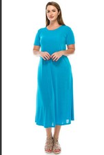 JOSTAR TURQUOISE LONG DRESS Poly Spandex Slinky Knit 7002BN S M L XL 2X 3X
