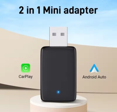 2 in 1 Wireless Apple Carplay Adapter Android Auto Adapter Box USB Car Dongle